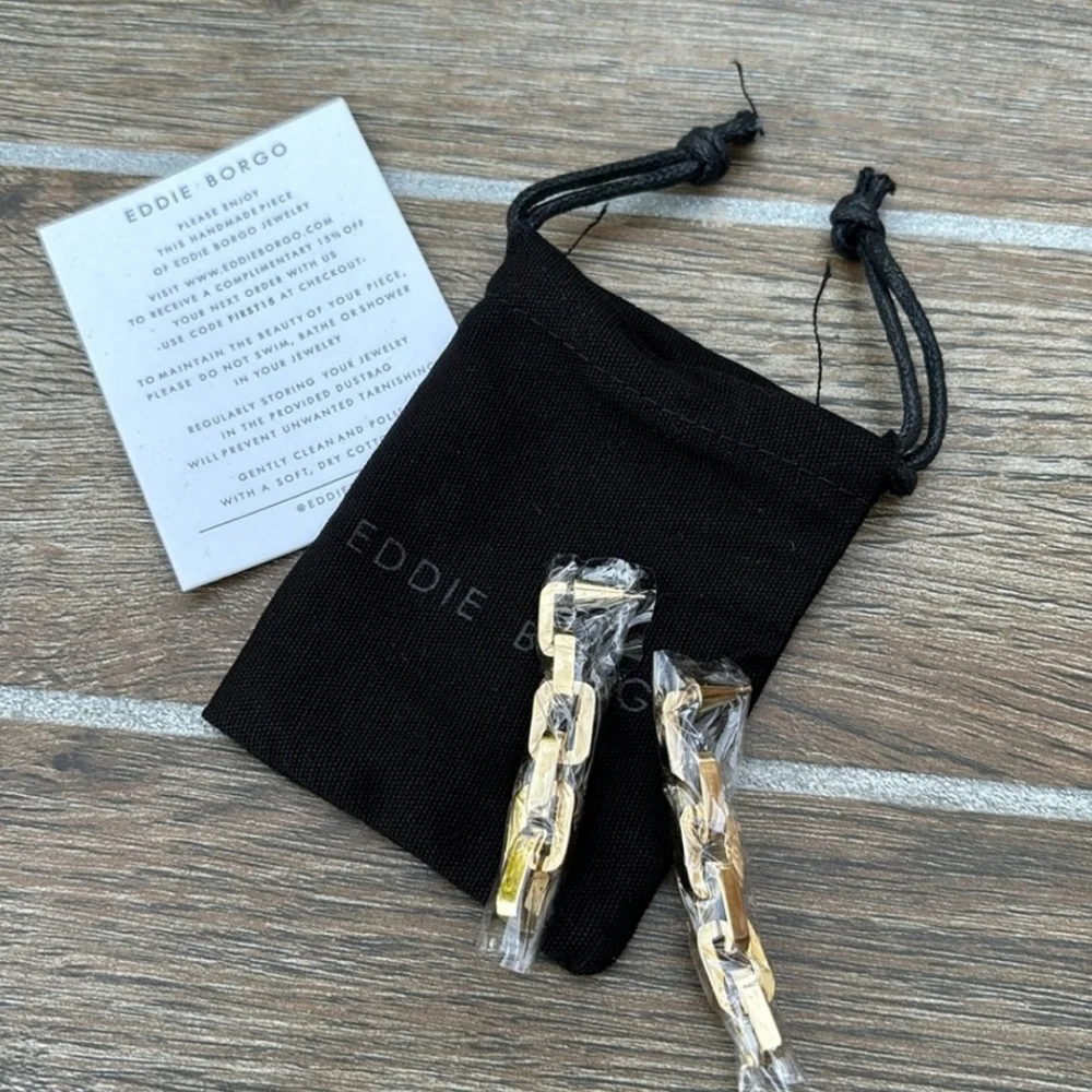 SALE Eddie Borgo Supra Link Earrings in 12K Gold - 2" Drop - Picture 3 of 5
